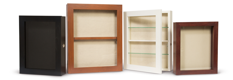 locking shadow boxes for assisted living enviornments - assisted living facility decor